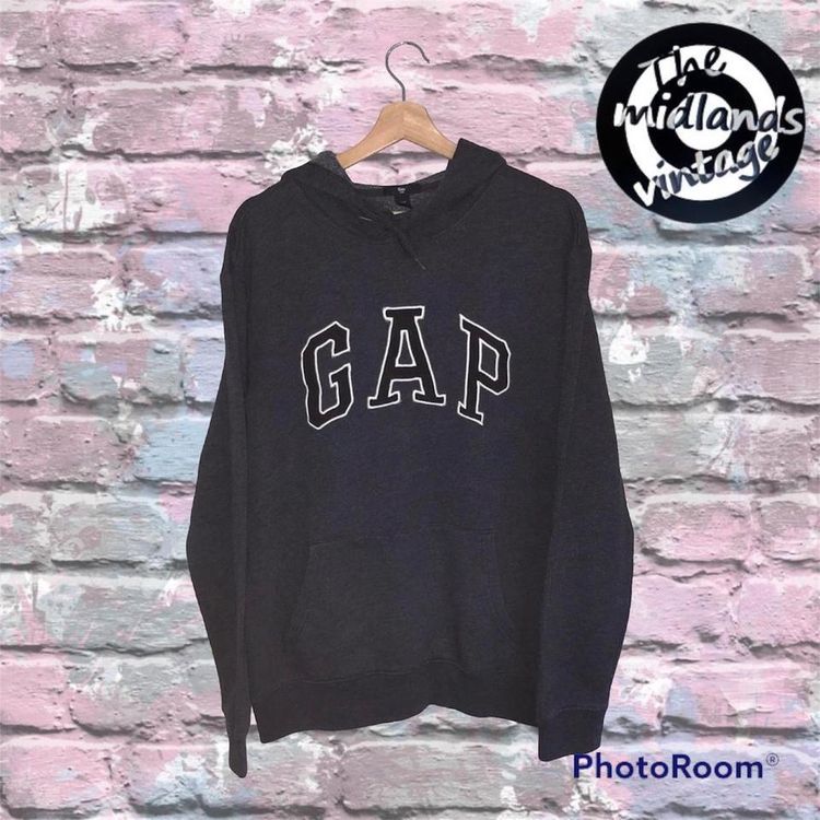 GAP dark grey hoodie with large GAP spellout embroidered logo across the front image 4