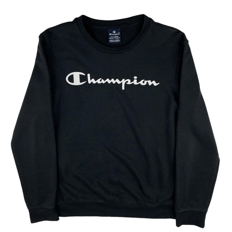 Vintage Champion Spellout Sweatshirt Black fits Small