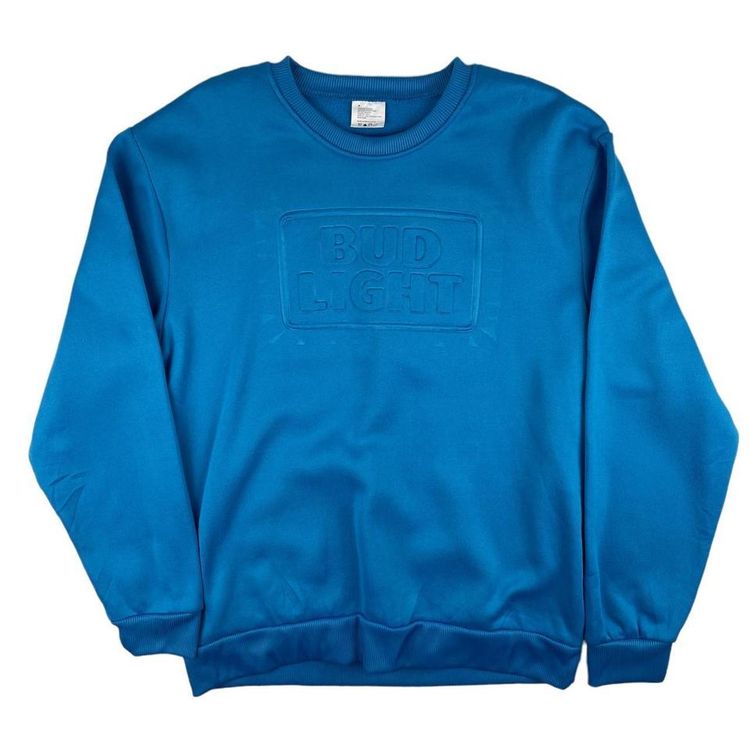 Bud Light Embossed Spellout Sweatshirt Blue Medium image 1