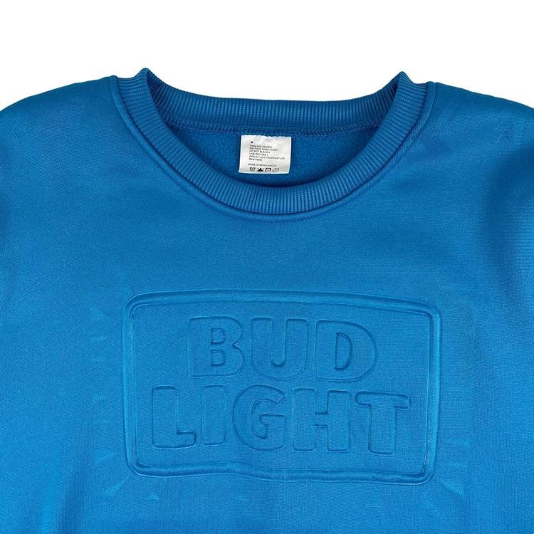 Bud Light Embossed Spellout Sweatshirt Blue Medium image 2