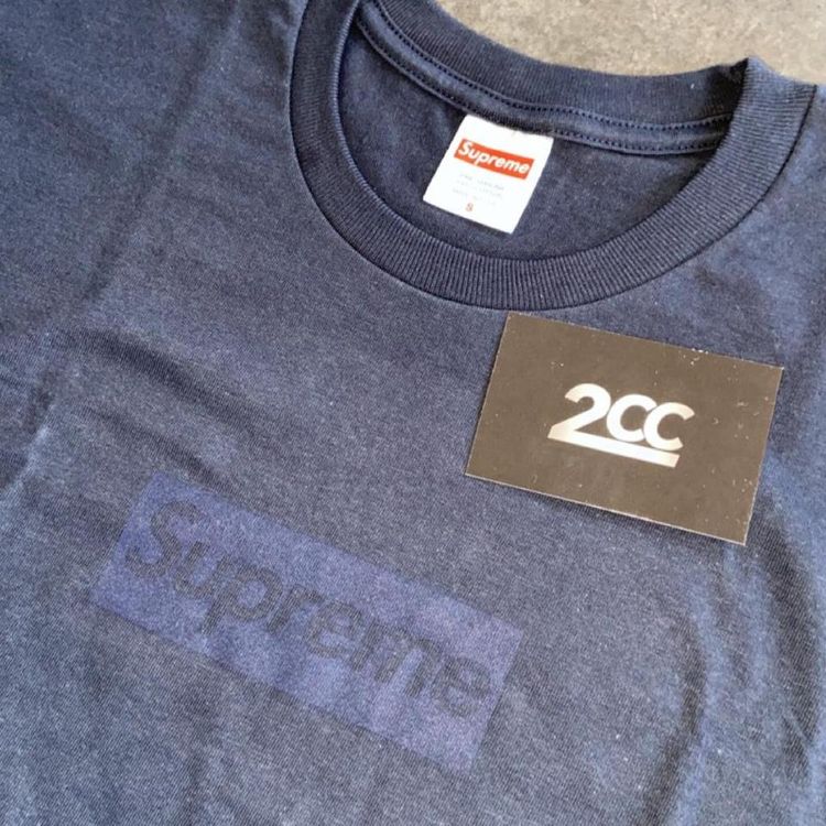 - Supreme Tonal Box logo Tee Navy image 2
