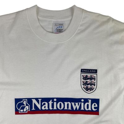 Vintage Screen Stars England Football Nationwide T Shirt White Large 2
