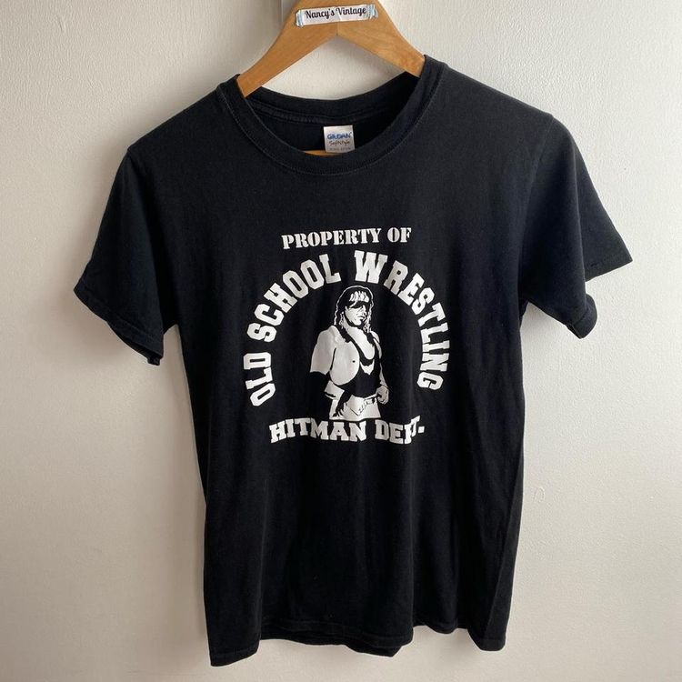 American Vintage Vintage graphic printed old school wrestling hitman tshirt in black. 90s Wrestler Bret Hitman Hart i product image