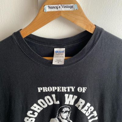 Vintage graphic printed old school wrestling hitman tshirt in black. 90s Wrestler Bret Hitman Hart i 3