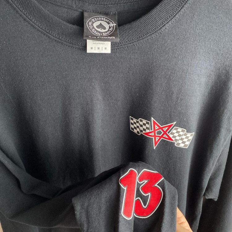 Thrasher racing no 13 jumper in black and red. Sick graphics. 3