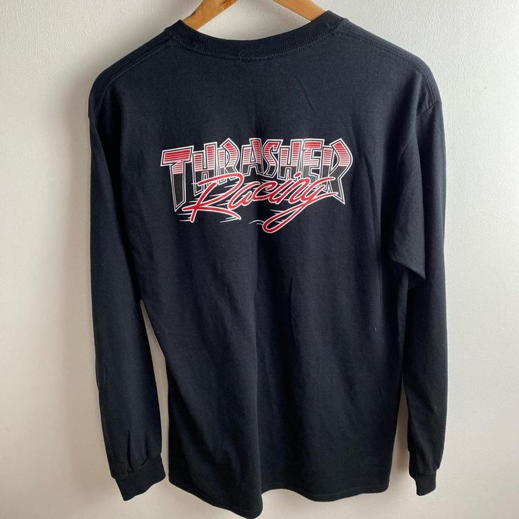 Thrasher racing no 13 jumper in black and red. Sick graphics.