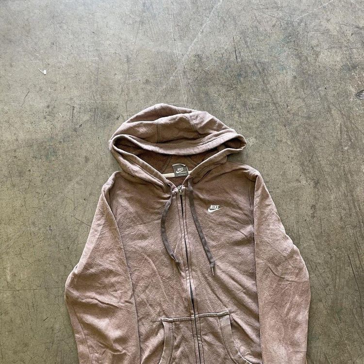 Nike Hoodie Y2K Vintage Full-Zip Swoosh Logo Sports, Brown, Womens Medium image 2
