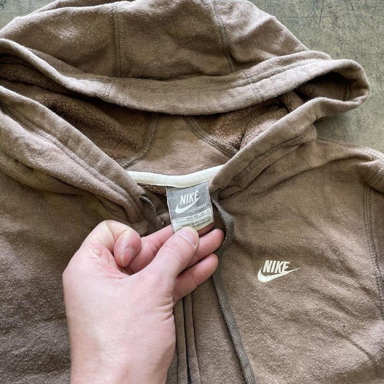 Nike Hoodie Y2K Vintage Full-Zip Swoosh Logo Sports, Brown, Womens Medium image 4