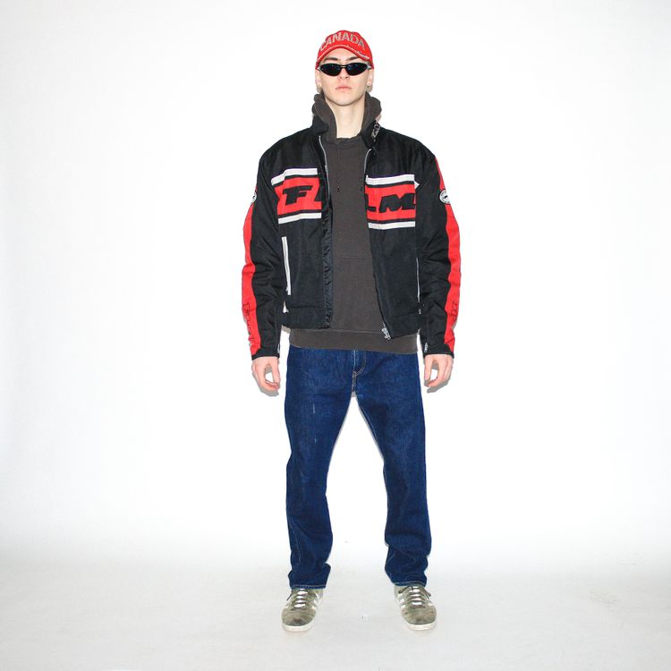 Other Vintage 00s padded biker jacket in black / red product image