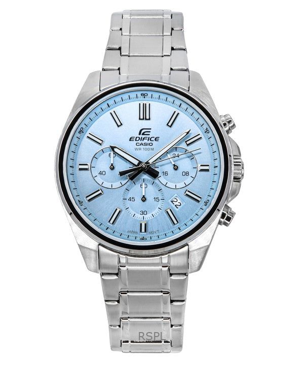 Casio Edifice Analog Standard Chronograph Light Blue Dial Quartz EFV-650D-2BV 100M Men's Watch image 1