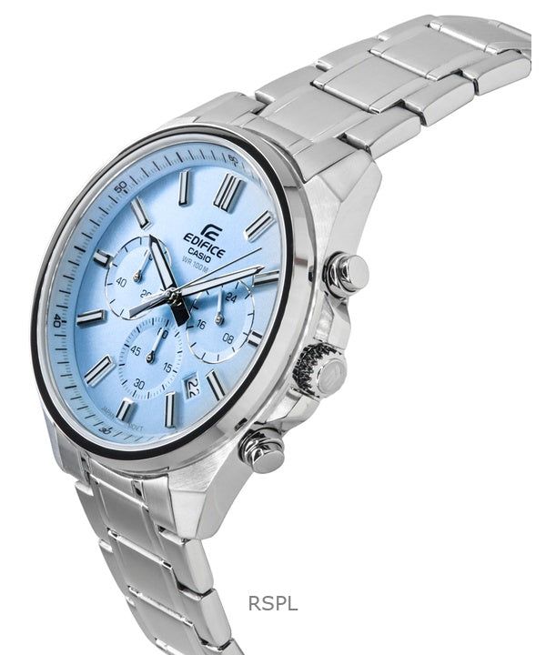 Casio Edifice Analog Standard Chronograph Light Blue Dial Quartz EFV-650D-2BV 100M Men's Watch image 3