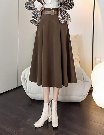Brown Midi Skirt With Belt image 2