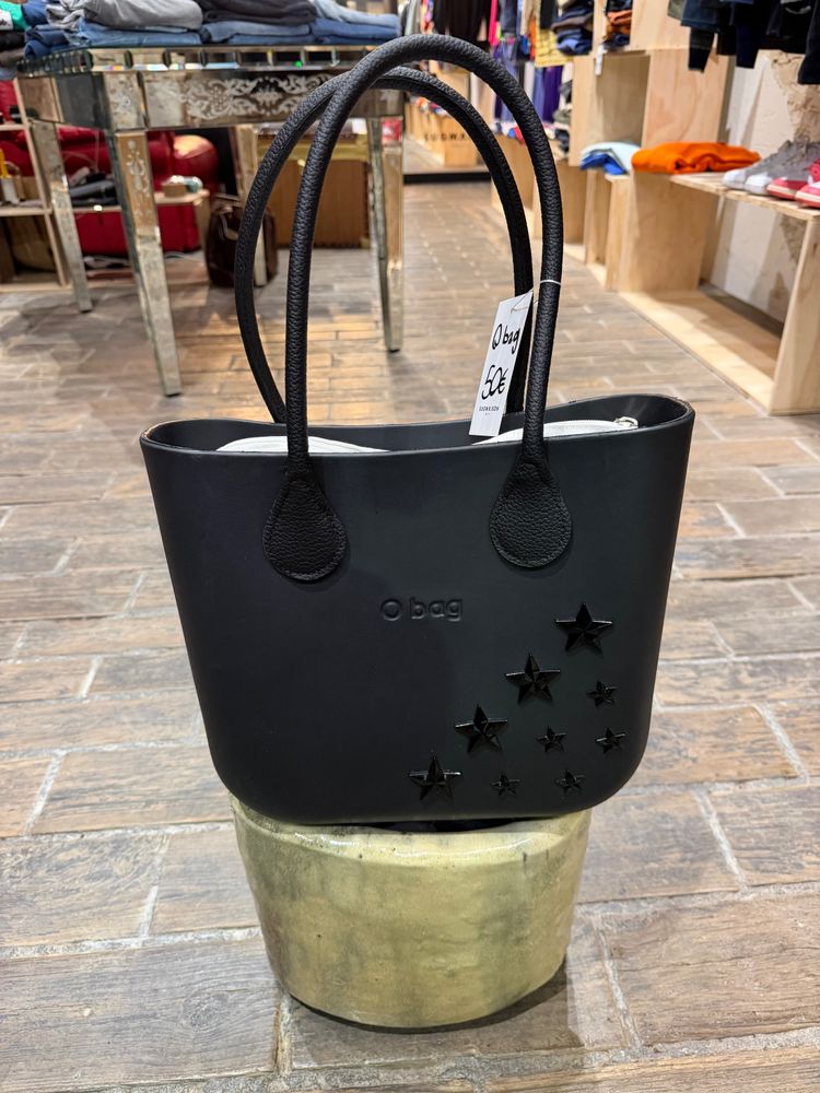 O Bag Black Tote Bag With Star Embellishments image 2