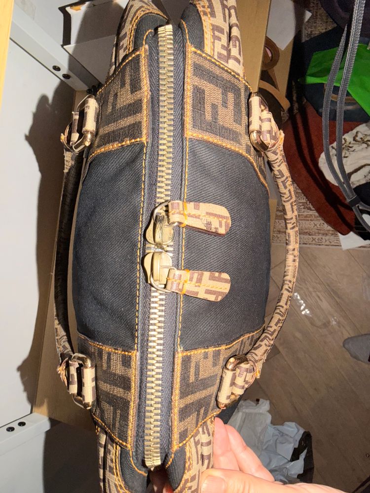 Fendi Black And Brown Tote Bag With Monogram Pattern image 2