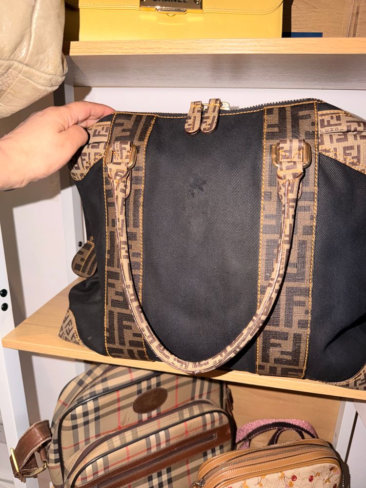 Fendi Black And Brown Tote Bag With Monogram Pattern image 3