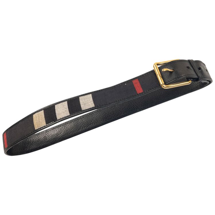 Vintage 2000s Burberry Nova Check Leather Belt Size XL obraz 1