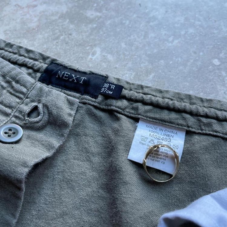 Vintage Y2K Khaki Green Next Linen Trousers obraz 3