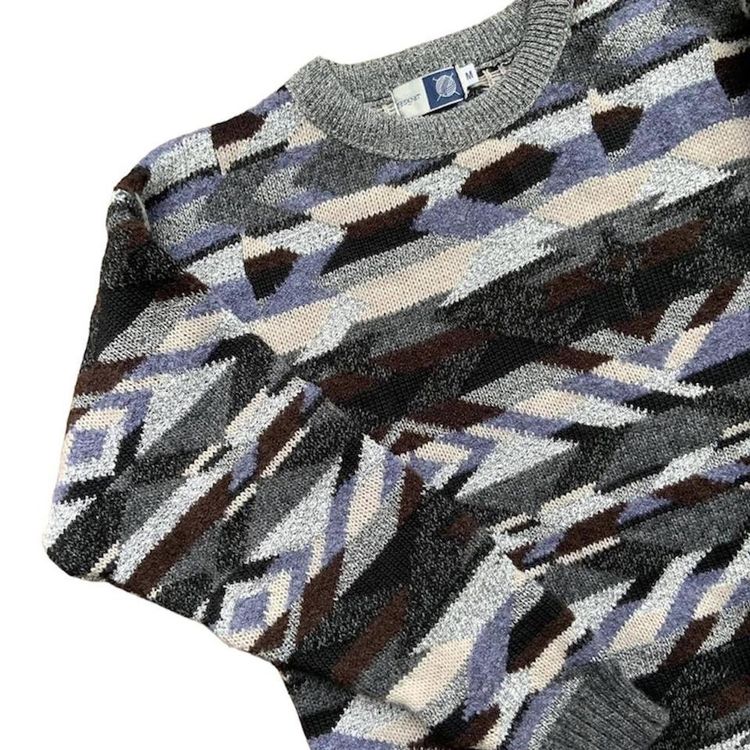 Vintage grey, blue and brown Aztec patterned knitted jumper image 5
