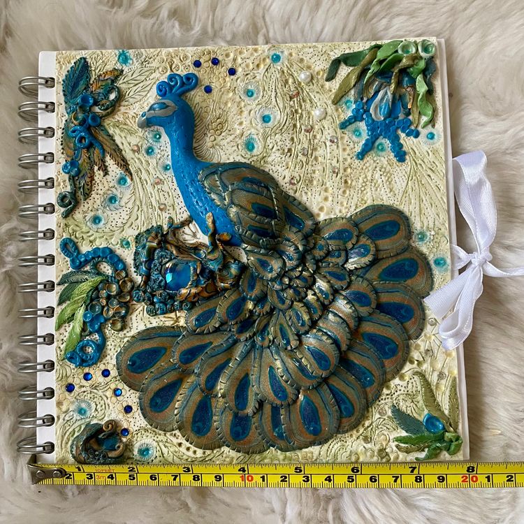 Decoupage Acrylic 3D Peacock Handcrafted Mixed Media Art Journal Decorative Book 8