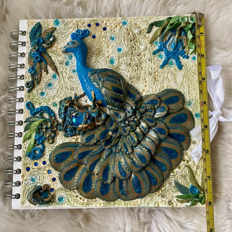 Decoupage Acrylic 3D Peacock Handcrafted Mixed Media Art Journal Decorative Book 9