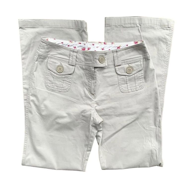 Stone mid rise flared trousers with patch pocket details image 1