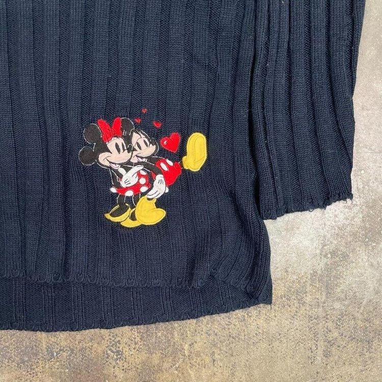 Disney Store Jumper V Neck Cable Knitted Knit USA Sweater, Black, Womens XL 2