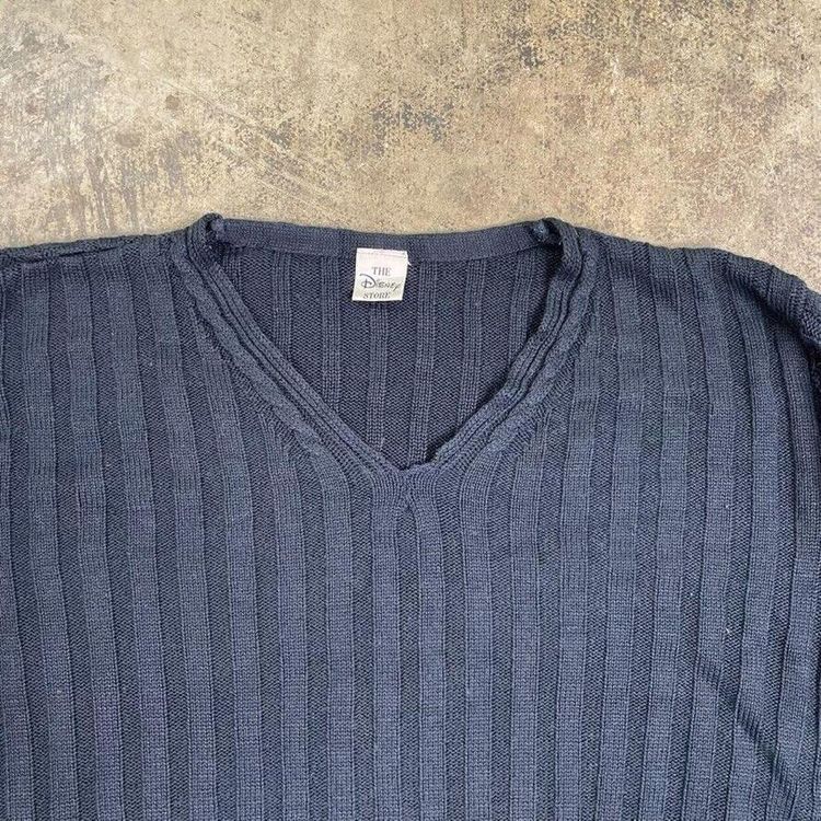 Disney Store Jumper V Neck Cable Knitted Knit USA Sweater, Black, Womens XL 4