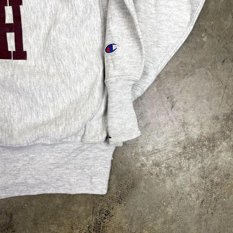 Champion Sweatshirt 90s Reverse Weave Vintage College Jumper, Grey, Mens Large 2