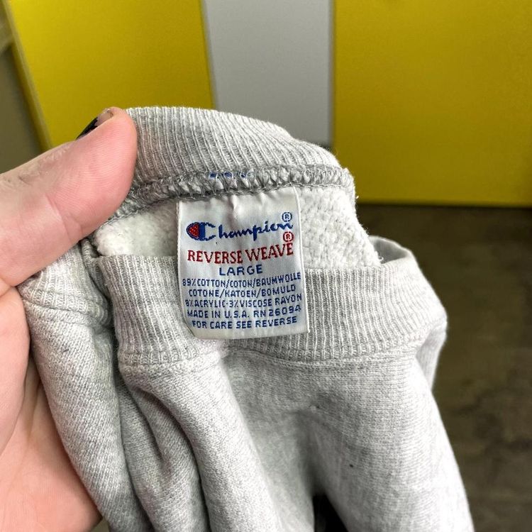 Champion Sweatshirt 90s Reverse Weave Vintage College Jumper, Grey, Mens Large 4