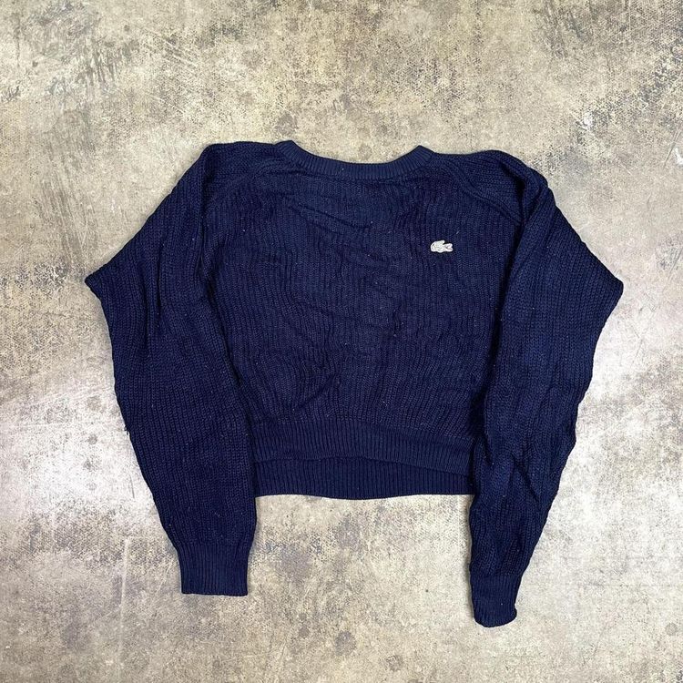 Lacoste Jumper Crew Neck Knitted Knit USA Sweater, Navy Blue, Womens Boxy Large image 1