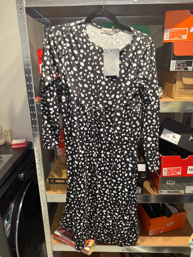 Other Collective Black And White Spotted Long Sleeve Dress product image