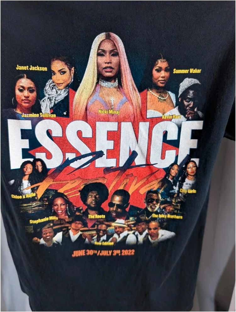Fruit Of The Loom Essence Festival T-Shirt S Black Rap Hip Hop Concert Tour Tee image 7