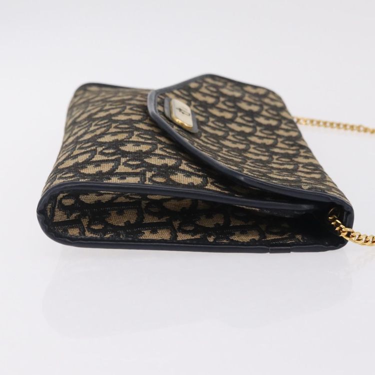 Christian Dior Trotter Canvas Chain Shoulder Bag Navy Gold Tone Auth 211003 - Jerrillo image 5