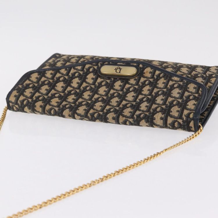 Christian Dior Trotter Canvas Chain Shoulder Bag Navy Gold Tone Auth 211003 - Jerrillo image 7