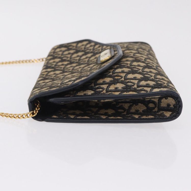 Christian Dior Trotter Canvas Chain Shoulder Bag Navy Gold Tone Auth 211003 - Jerrillo image 6