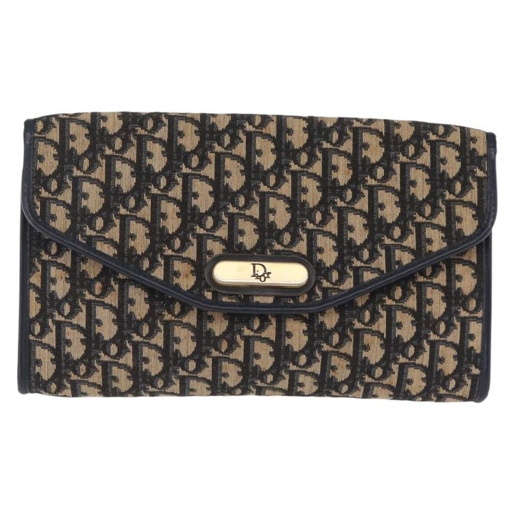 Christian Dior Trotter Canvas Chain Shoulder Bag Navy Gold Tone Auth 211003 - Jerrillo image 2