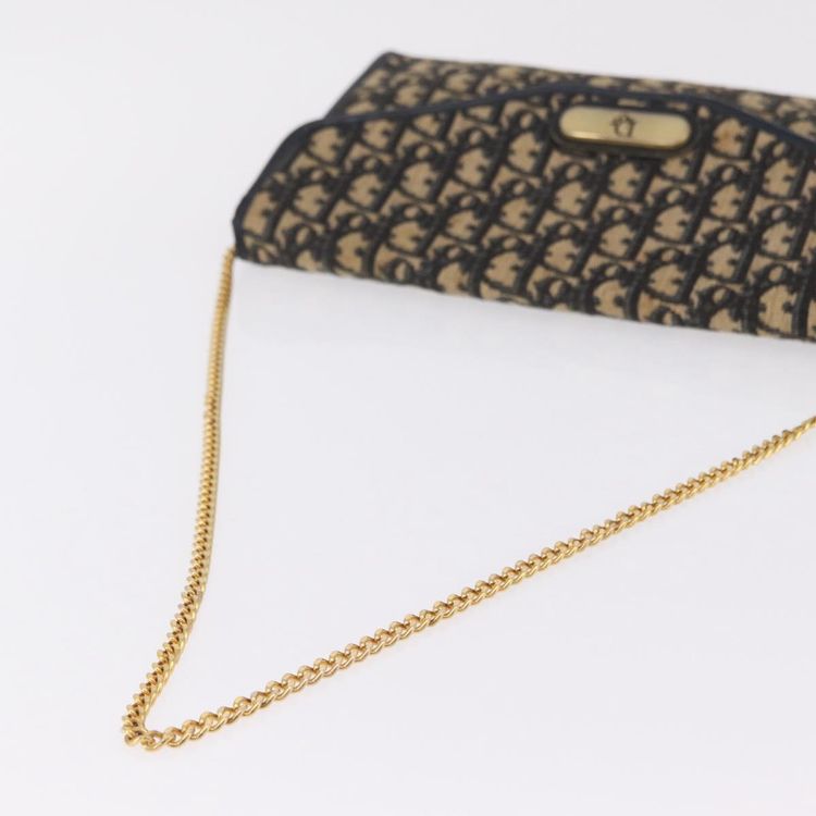 Christian Dior Trotter Canvas Chain Shoulder Bag Navy Gold Tone Auth 211003 - Jerrillo image 8