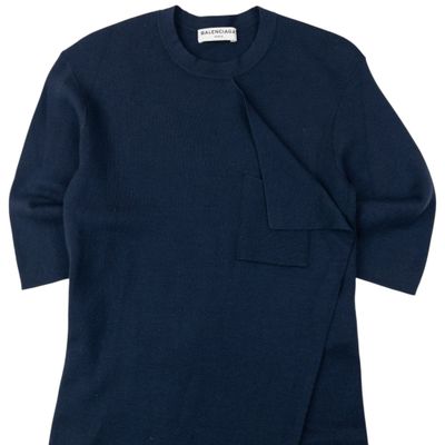 Balenciaga Paris Asymmetric Wool Dress Womens Size S 7