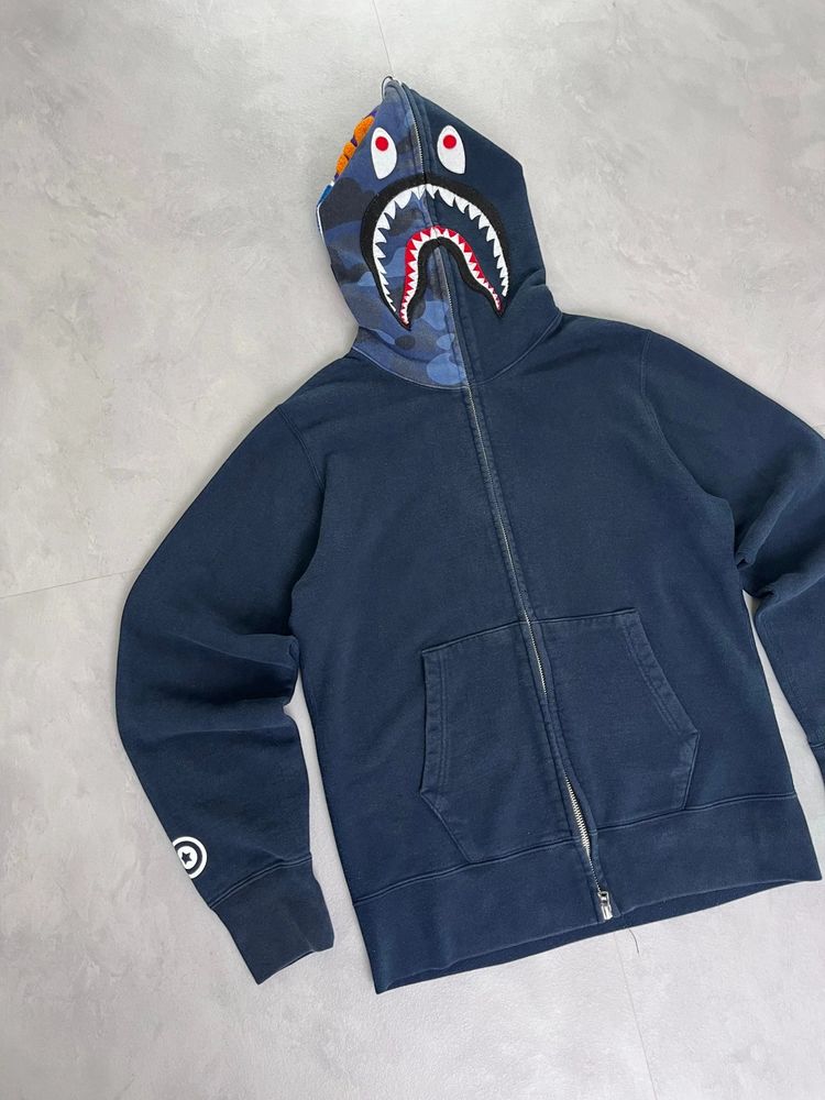 Bape Camo Split Hood Shark Zip Up Hoodie navy / blue – S image 6