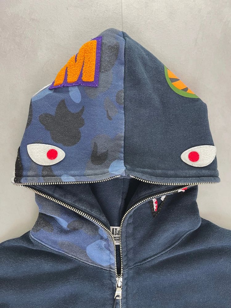Bape Camo Split Hood Shark Zip Up Hoodie navy / blue – S image 2