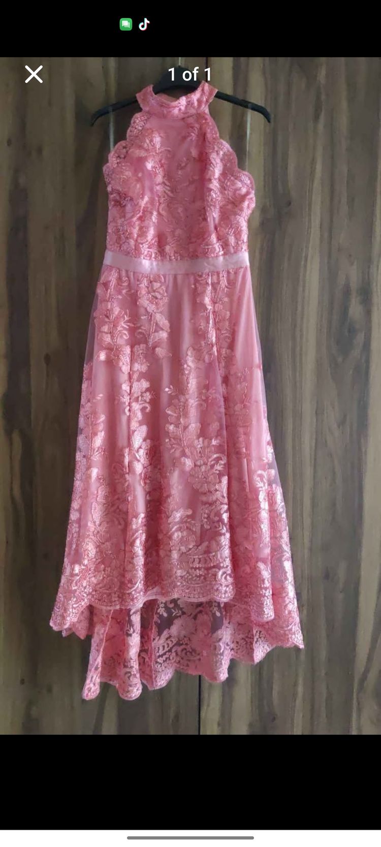 pink lace sleeveless dress image 1