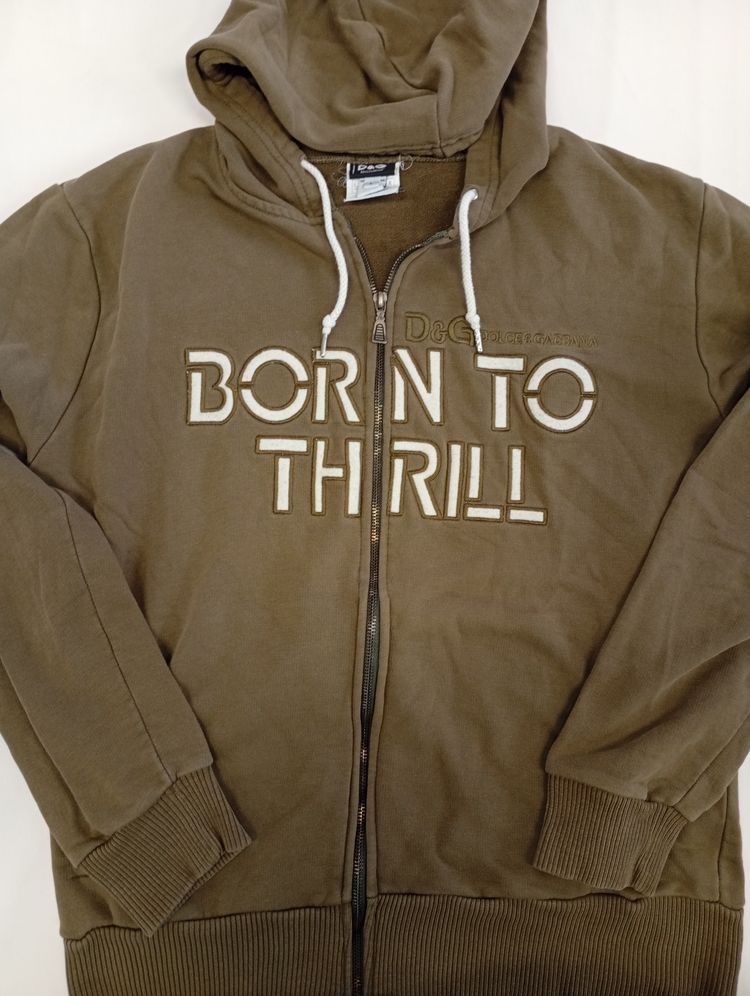 Dolce & Gabbana Brown Zip-Up Hoodie