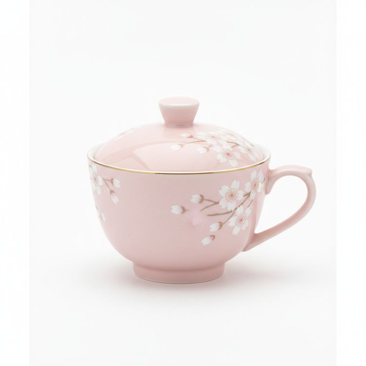 Pink Ceramic Cup With Lid