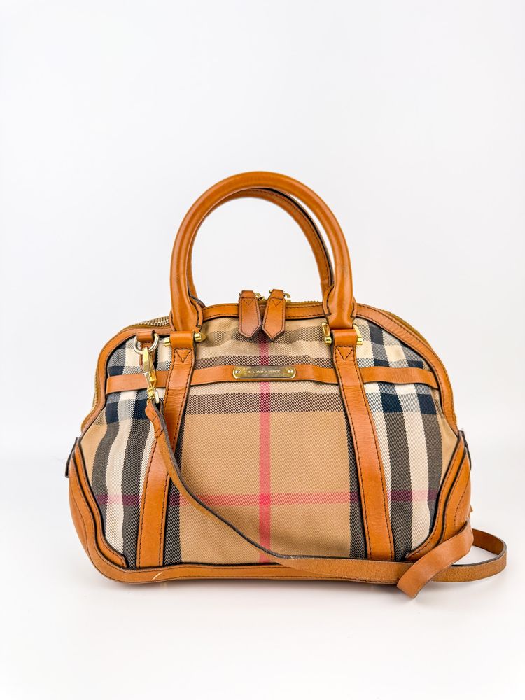 Burberry Checkered Handbag With Leather Trim product image