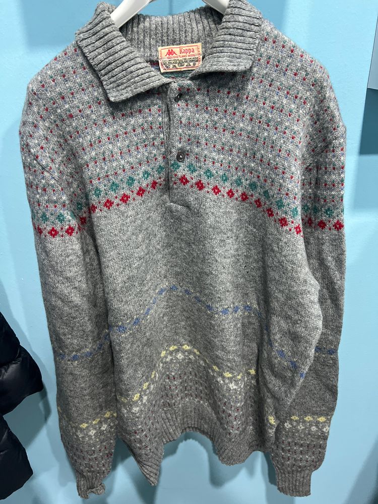 Kappa Grey Patterned Knit Sweater