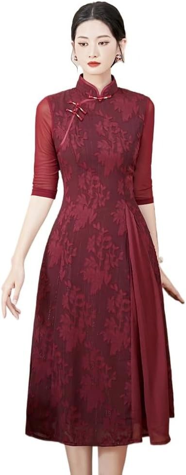 Red Floral Midi Dress image 1