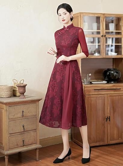 Red Floral Midi Dress image 2
