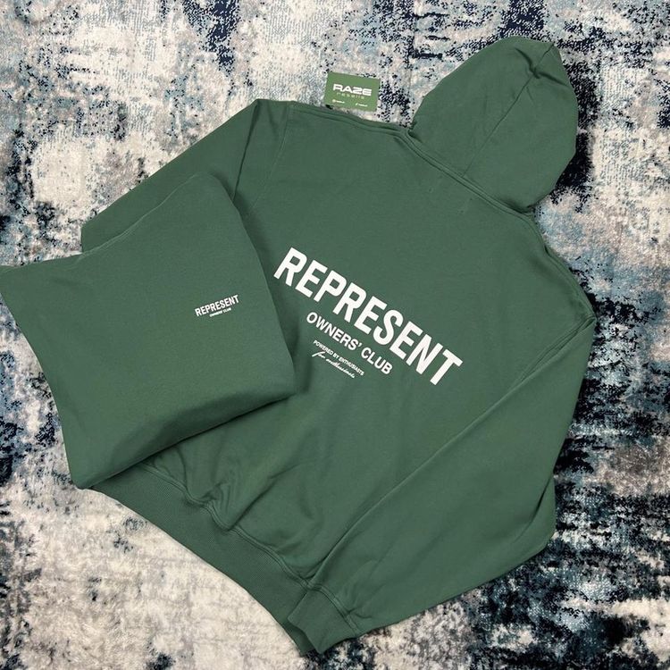Represent Represent Owners Club Hoodie Racing Green  Perfect Condition  Never Worn  Just Missing Bag & Tags  A product image