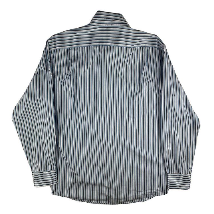 Vintage Lacoste Pinstripe Embroidered Long Sleeve Shirt Blue Medium 3