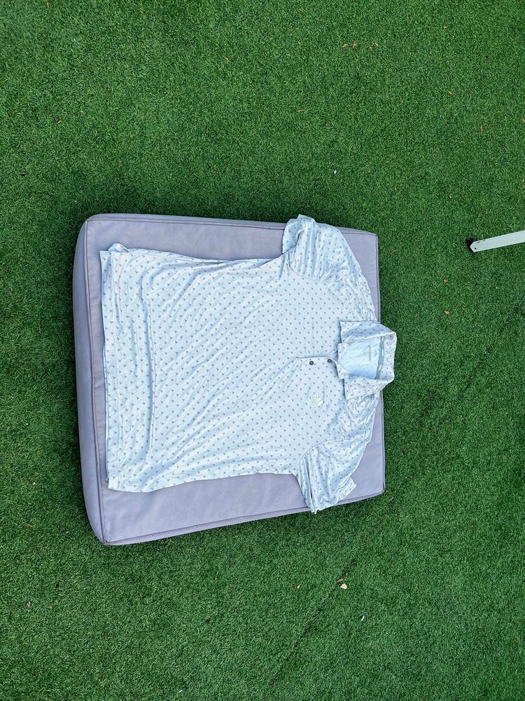 Adidas White & Grey Golf Polo Shirt Large image 1